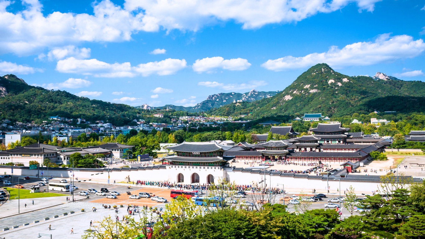 gyeongbokgung palace aerial panorama views