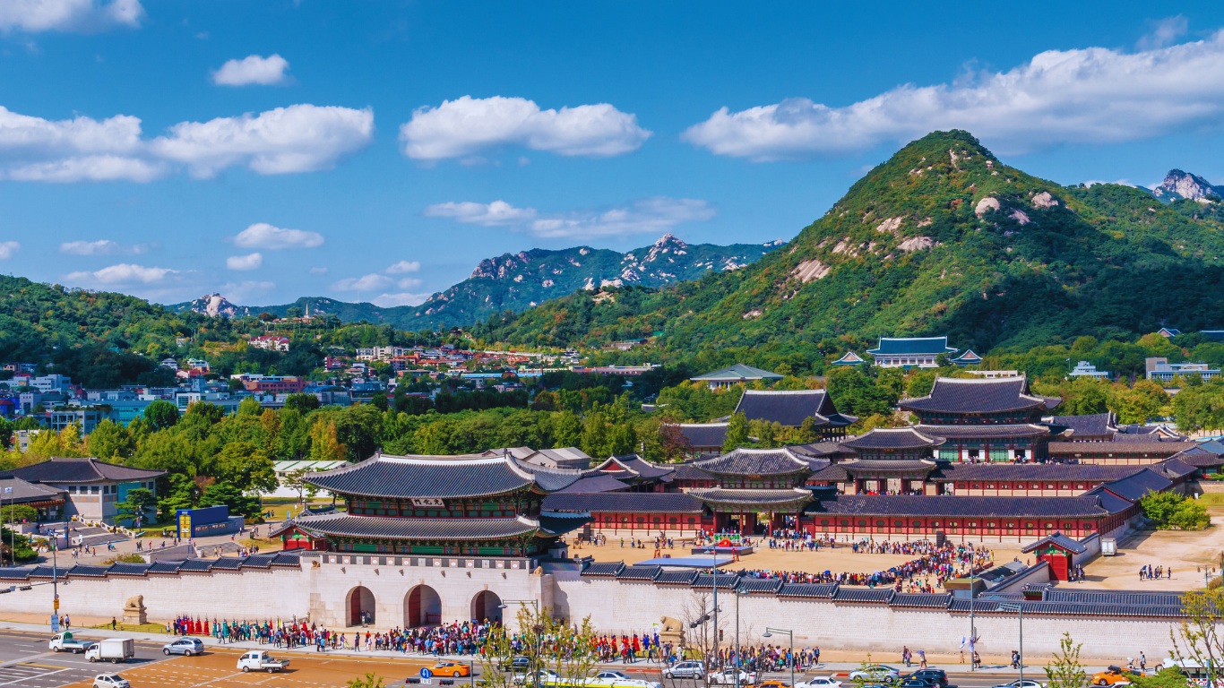 gyeongbokgung palace panorama aerial view