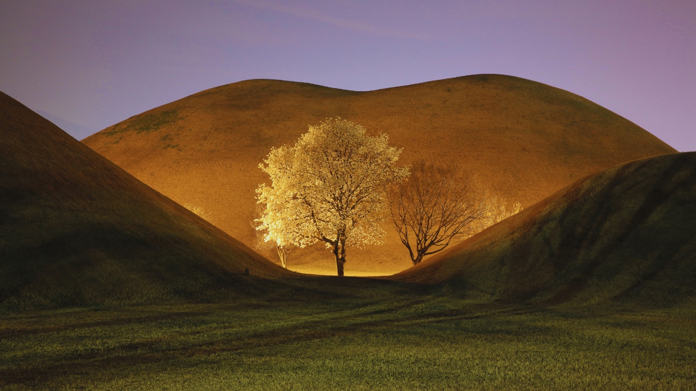 gyeongju tombs evening view