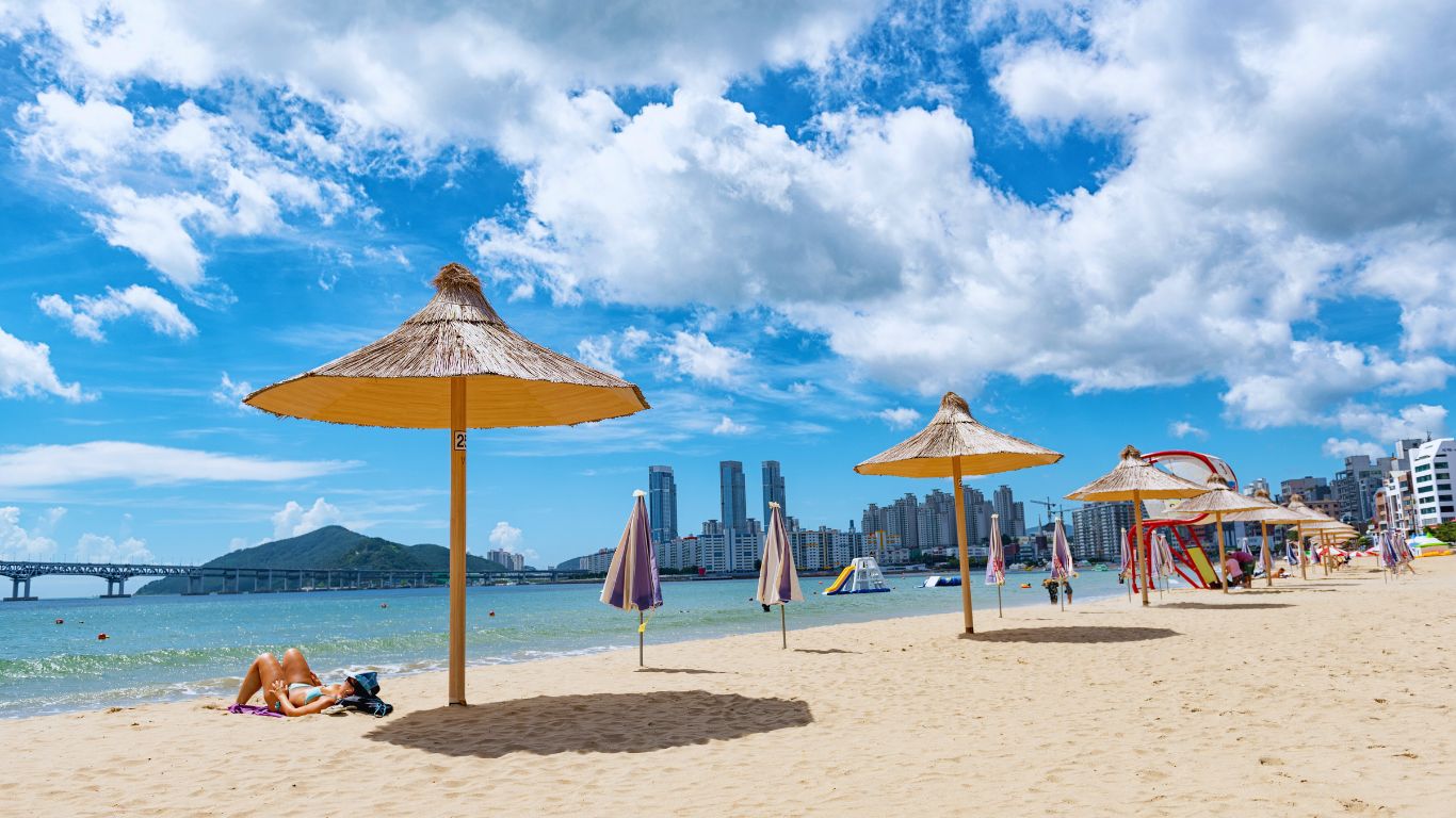 gwangalli-beach-in-busan-parasols